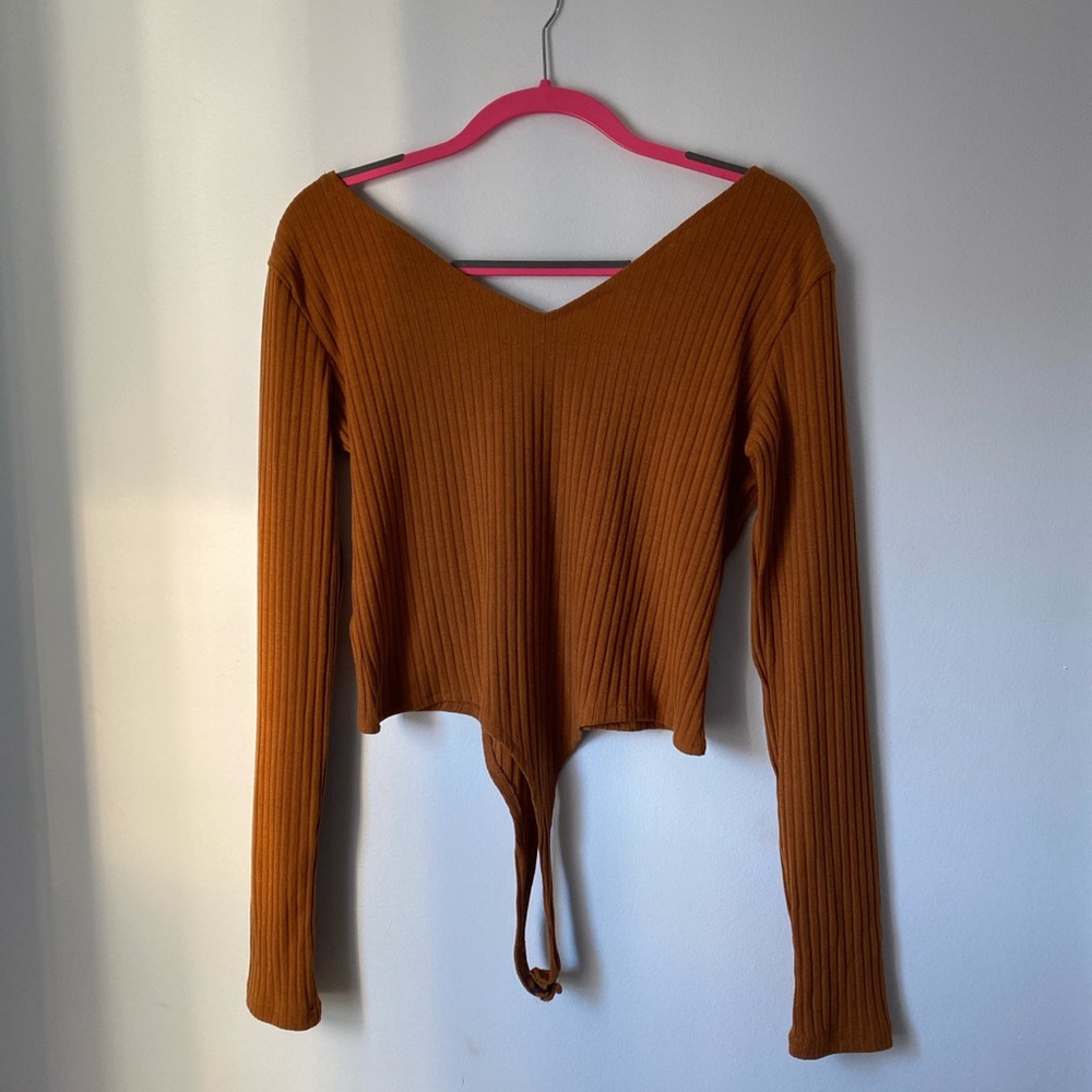 Ribbed Nude/Brown Bodysuit